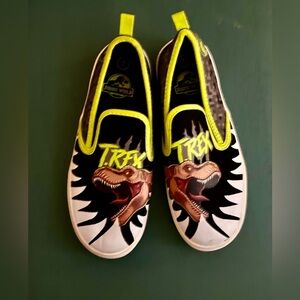 Jurassic World T-Rex, slip on sneakers . Boys size 1.